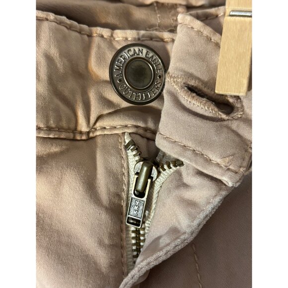 American Eagle Outfitters Slim Fit Beige Jeggings Pants Zippered Pockets Size 4 - Picture 9 of 9